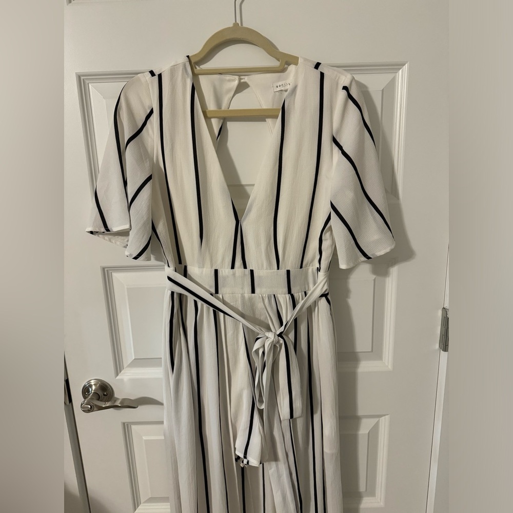 White striped romper dress